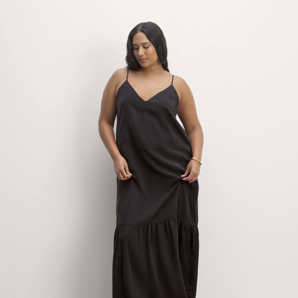 Everlane Women's Long Weekend Dress in Butterlite in Black, Size 8